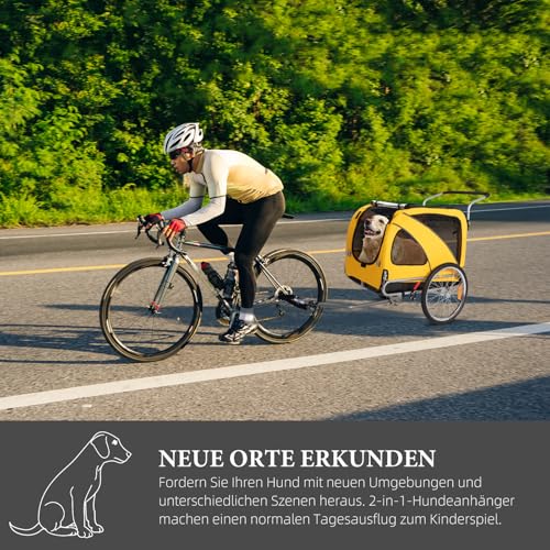 Fiximaster XL Hundeanhänger Fahrrad & Jogger 2-in-1 mit Handbremse und Reflektoren, stabiles 600D Oxford-Gewebe, Hundetransporter bis 40 kg (Blau)