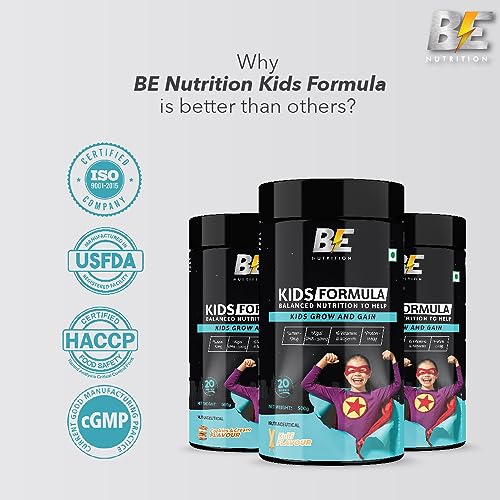 Image of Be Nutrition Kids Formula Chocolate - 500gm, Kids Protein Powder for Growth & Gain, No Refined Sugar, Vitamins & Minerals, Supports Brain Health, Healthy Muscle, Healthy Gut & Boosts Immunity