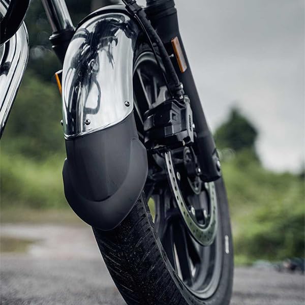 Image of Front Fender Extender | Mudguard Extension Compatible for Honda h'Ness CB350 Motorcycle Motorbike (Black) (Pack of 1) (N)