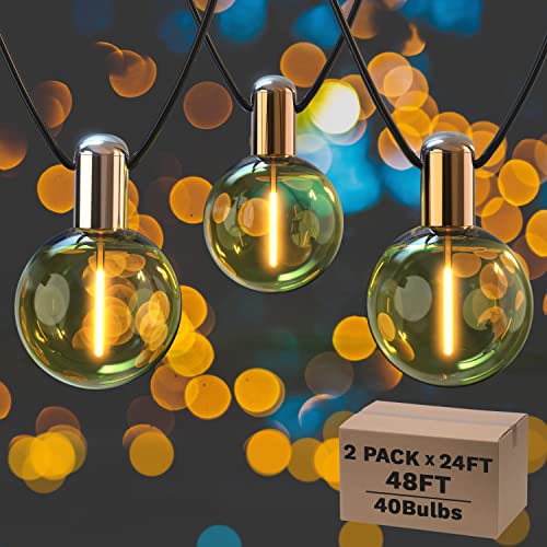 L.a. Nova String Lights Indoor, 2Pack, G50 With 20 Shatterproof Bulbs Led Vintage 24Ft*2 Lights For Bedroom Decor, Pluggable Filament, Transformer Extension, Dimmer… #TOP2