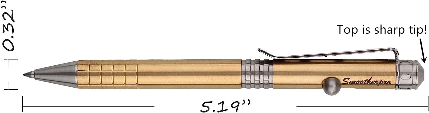 SMOOTHERPRO Penna a sfera in ottone massiccio Compatibile con Ricariche Parker per ufficio scuola lavoro colore Naturale (SPR138