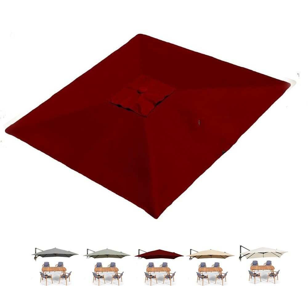 Fjqfhh Burgundy Garden Parasol, Replacement Canopy For Square Patio Umbrella(,2.5X2.5m/8.2X8.2ft)