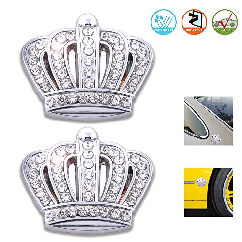3D Bling car Emblem badge decal, Bling Car Accessories, Chrome Metal Car Decal Sticker, Car Bling Exterior & Interior Car Accessory (Bling Crown 2 PCS)