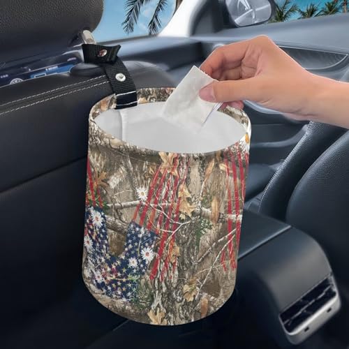 Image of Camo Car Trash Bin Folding Vehicle Garbage Small Mini Can Travel Garbage Organizer Bag Accessories