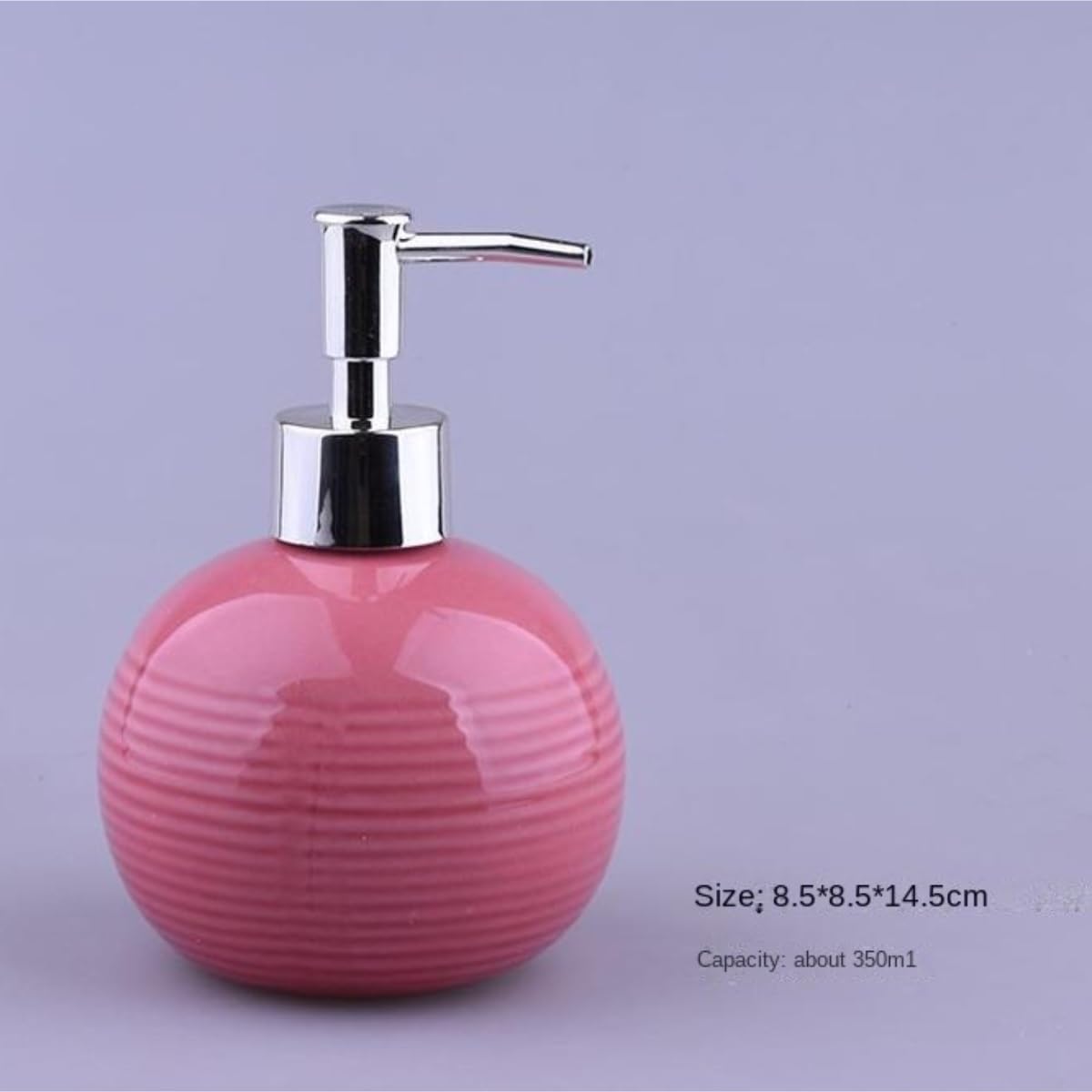 Rellenable Dispensador de jabón y loción de cerámica con Bomba para baño, Oficina, Botella de líquido Decorativa Fácil Llenado(Pink)