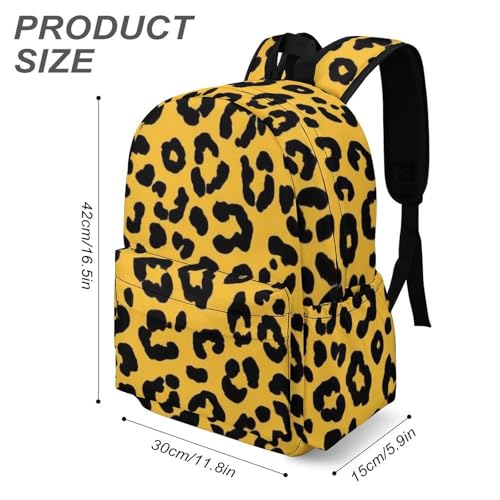 Casual Daypack Lightweight Travel Backpack Laptop Backpacks Hiking Backpack Fashion Computer Bag For Men & Women Animal Skin Cheetah Leopard Leather Print Yellow3
