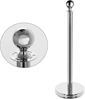 Stainless Steel Rope Stands with Crown Top Stanchion Set/Post/Rope Crowd Control Queue Line Barrier-Silver