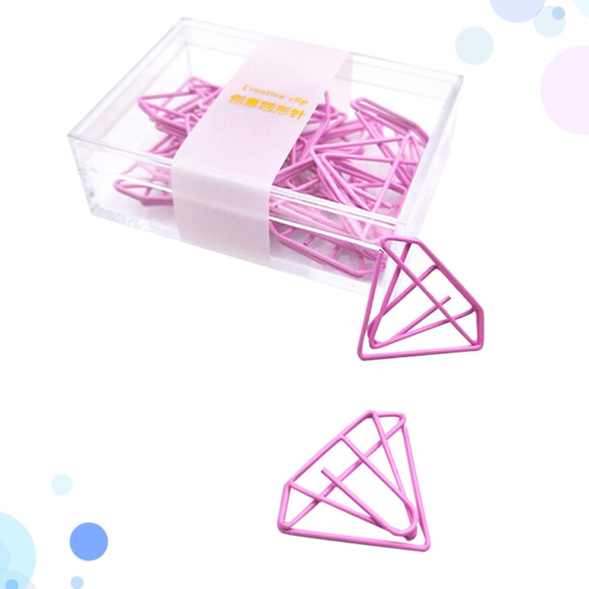 15pcs Pink Diamond Shape Creative Plastic Paper Clips for Office image 4