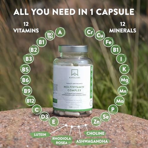 Multivitamin Complex with 24 Vitamins and Minerals + Ashwagandha and Rhodiola Rosea - Multivitamin Tablets for Women and Men - with Vitamin C & Vitamin D - Multivitamins and Minerals - 120 Capsules - Image 6