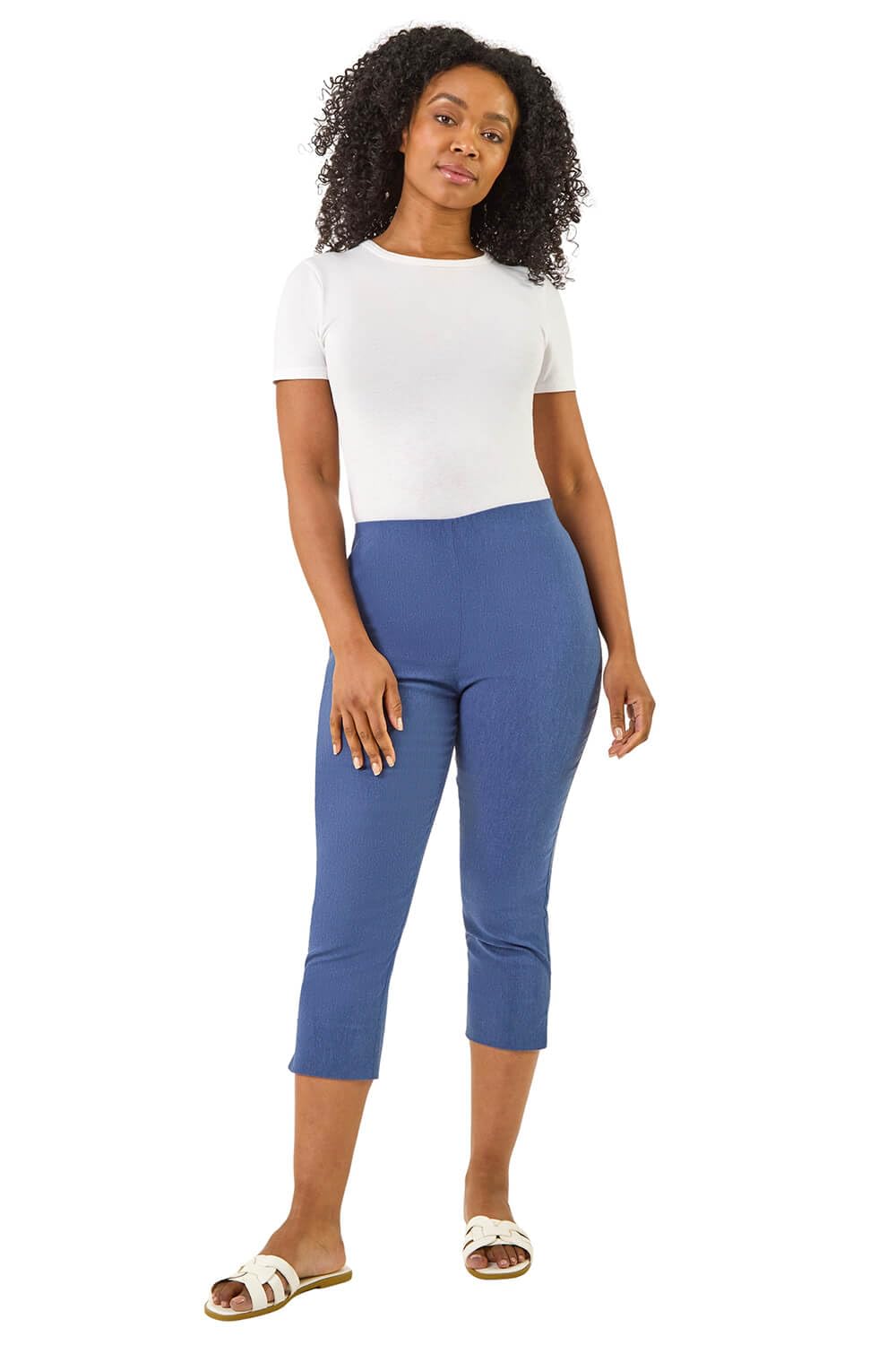 Roman Petite Women's Denim Cropped Stretch Trouser Size 18