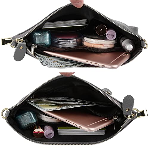 Image of YALUXE Genuine Leather Wristlet Handbags Purses Cell Phone Pocket Clutch Wallet Crossbody Bags for Women