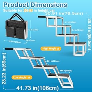   Uross-Dog-Stairs-for-Car-4-Steps-Collapsible-Dog-Steps-Ramp-for-Car-and-SUV-Aluminum-Dog-Ramp-Step-Stairs-for-Large-DogsTelescoping-Dog-Pet-Step-Stairs-Ladder-for-Truck-High-Bed