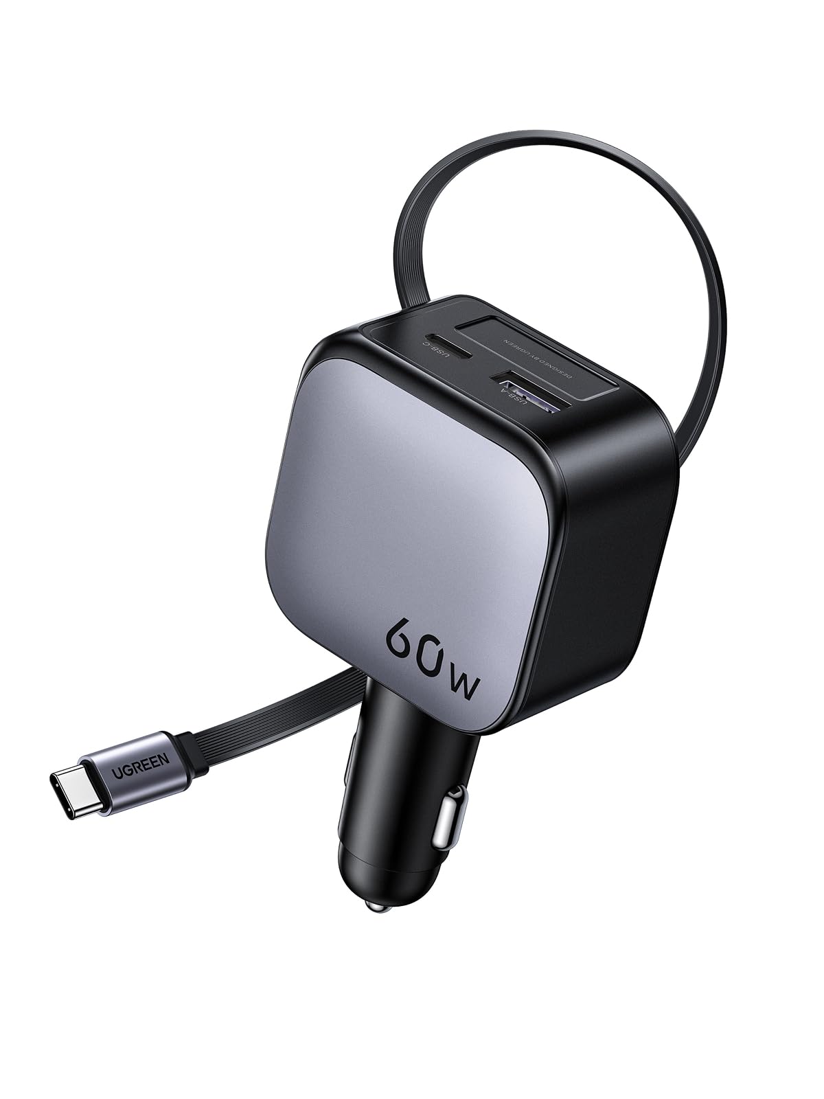 UGREEN 60W Retrattile Caricatore Auto, Caricabatteria Accendisigari USB C 4 Porta Ricarica Rapida, Compatibile con iPhone 16/15/14, Samsung Galaxy S25/24, Pixel9/8, MacBook, iPad Pro