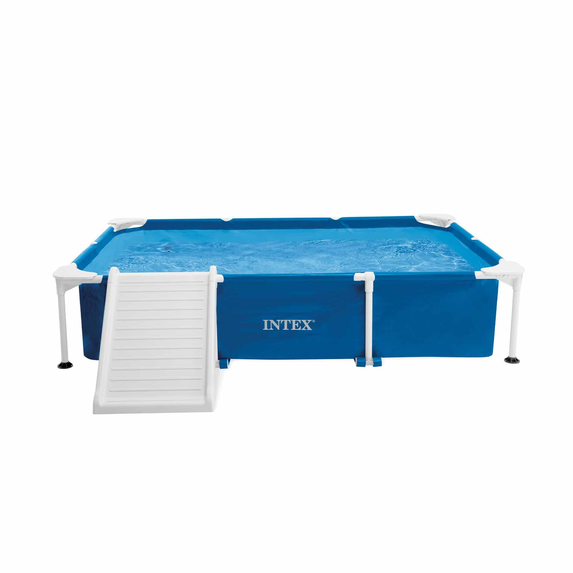 Intex Piscina Desmontable Rectangular para Mascotas, 229x152x46 cm, Depuradora incluida, Filtro Tipo H, Skimmer, Cobertor, Materiales Resistentes, Piscina Perros, Piscinas Desmontables (55286)
