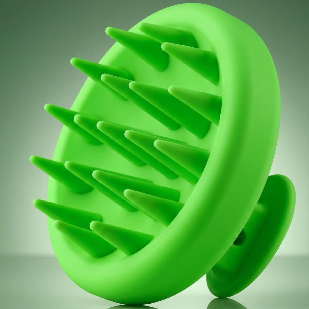 RECOVRY Kopfhaut Massagebürste – 100% Silikon Scalp Massager für Männer & Frauen | Fördert Haarwachstum & Kopfhautpflege | Kopfmassage Bürste, Haarmassagebürsten (Electric Green)