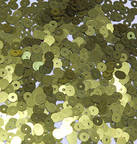 4mm Flat Sequins Olive Green Matte Metallic Medium Hole Made in USA