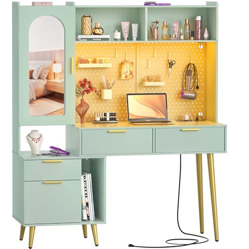 Armocity 48'' Makeup Vanity with Hutch, Modern Bedroom...