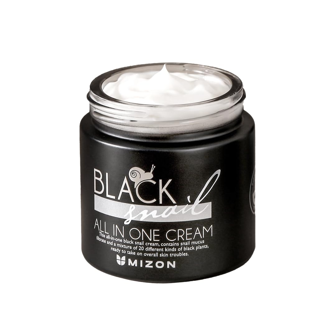 MIZONBlack Snail All In One Cream Intensive Korean Skin Care Facial Moisturizing Snail Mucin Extract (2.54 fl oz)