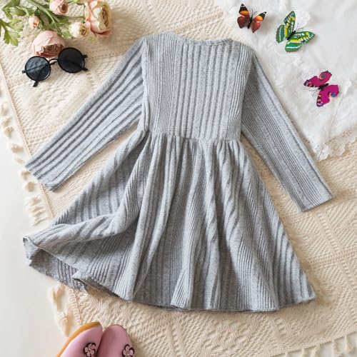 NNJXD Vintage Girl Knit Dress Princess Party Long Sleeves Twirly Winter Autumn Dresses2
