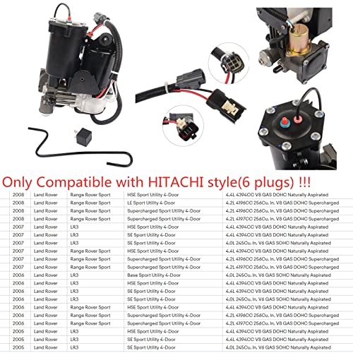 Bisenya Hitachi system Bomba de compresor de suspensión neumática y relé compatible con Discovery 3 2004-2009, Ran-ge Ro-ver Sport 2005-2009 Parte # LR023964 LR015303 LR044360