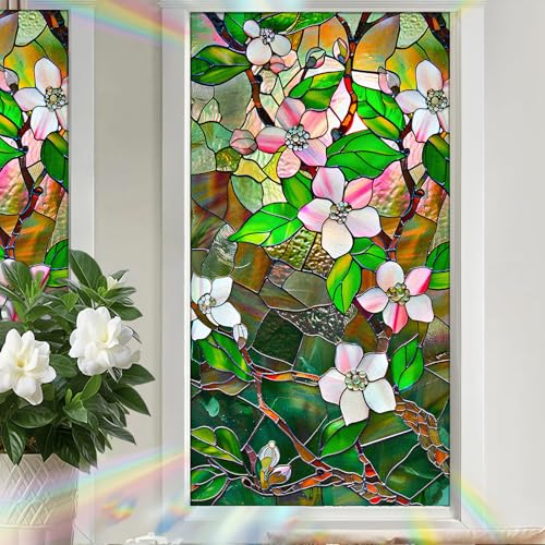 Image of Nuxovilar Gothic Halloween Pink Flower Branch Window Film 17.5x39.3 PVC