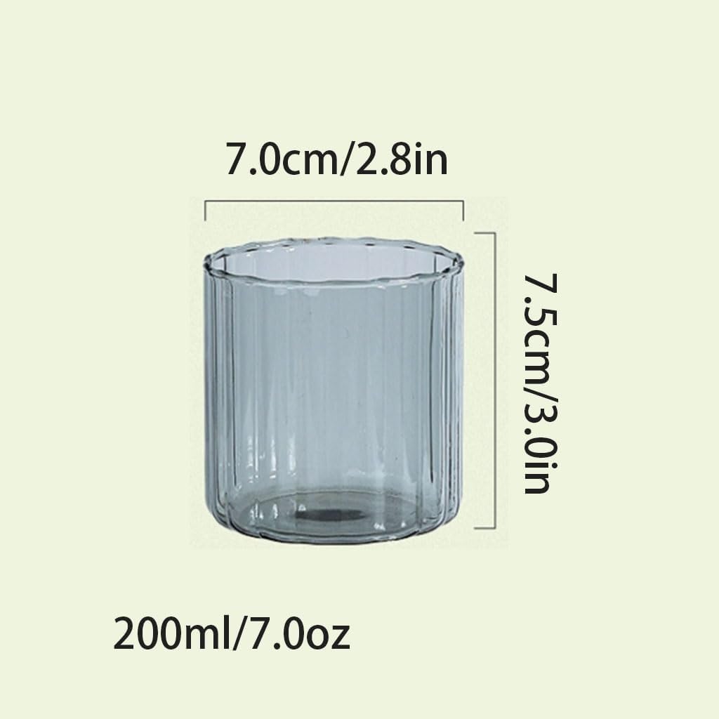 6-częściowy zestaw kolorowych szklanek – 200 ml, w paski, eleganckie szklanki do napojów do domu, baru i kreatywnych naczyń