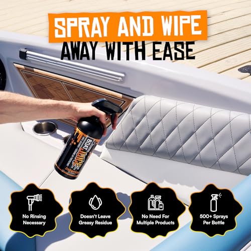 Image of Boat Juice 2in1 Interior Boat Cleaner & Protectant Spray | Vinyl Boat Seat Cleaner + Ceramic UV Protection | Also for Upholstery, Carpet | Marine Detailing, Orange Creamsicle Scent, Made in USA (32oz)