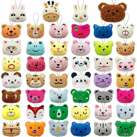 XIPEGPA 46 PCS Mini Animal Plush Toys Set Cute Small Animal Stuffed Toy Keychain for Party Favors Keychain Ornament for Goody Bag Easter Egg Stuffers Carnival Birthday Party Classroom Prizes Cover