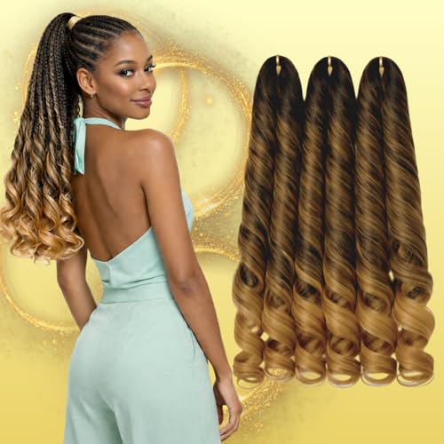 French Curl, Cabello Sintéticos para Trenzas Crochet, Extensiones de Cabello Ondulado 60 cm (24 Pulgadas), 400 g, Fibra Sintética Resistente al Calor (T1B/24)