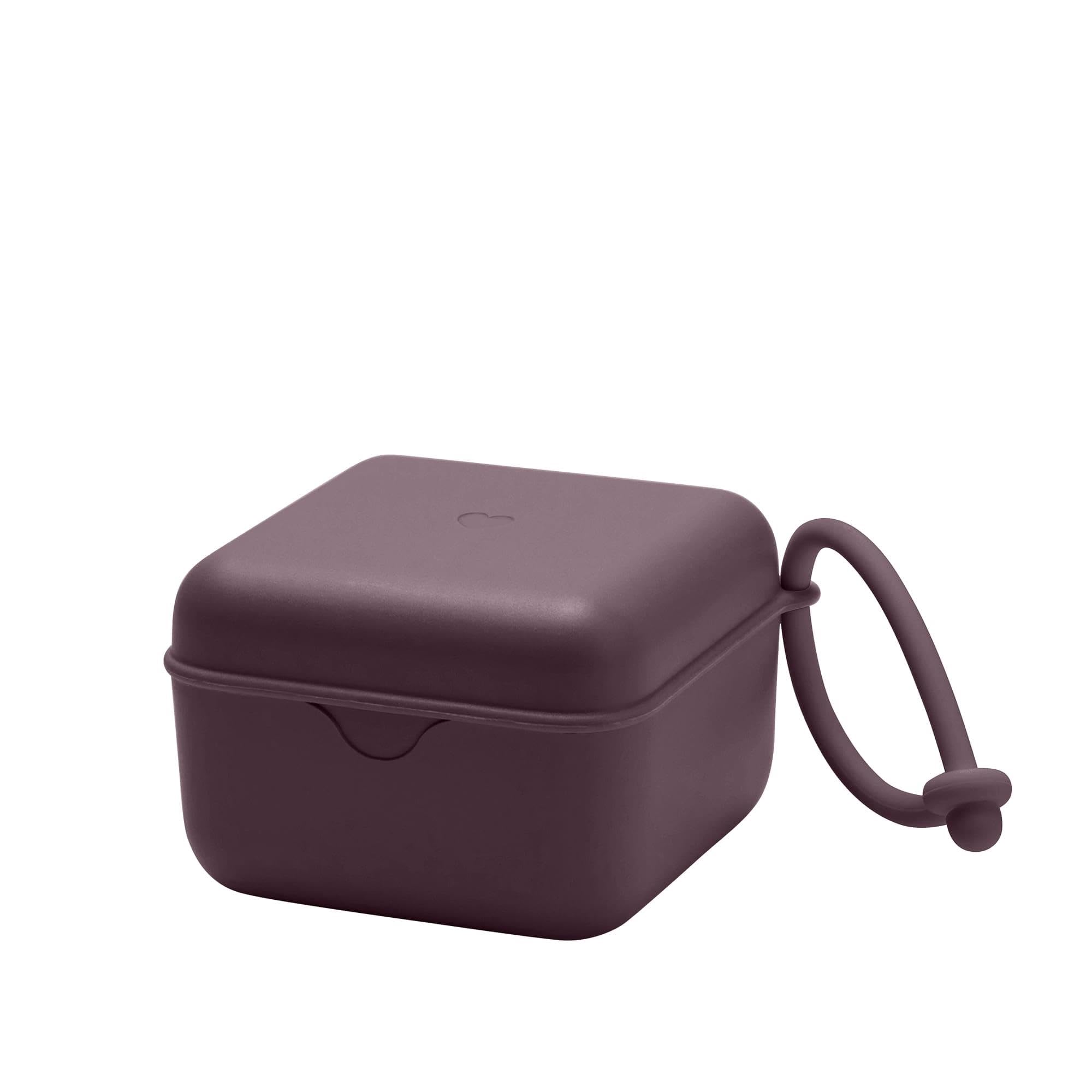 BIBS Pacifier Box with Strap. Soother Holder and Steriliser case. 100% BPA Free Food-Grade Material - Plum