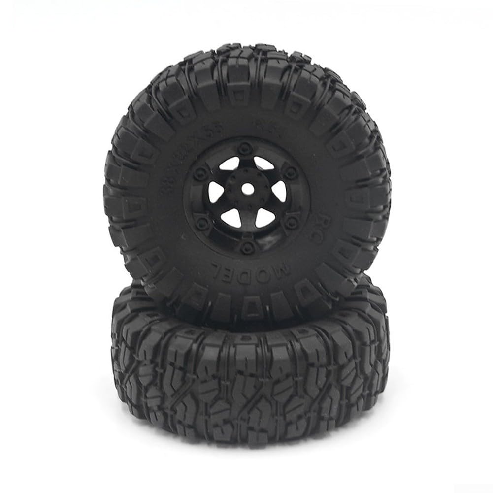 1:12 Scale Off-Road RC Car Tyres with 100mm Diameter and 12mm Hex Hub for FY-01 to FY-07, Soft TPR Material Wide Design, Black or Red, 2/4 Pack(Black 2pcs)