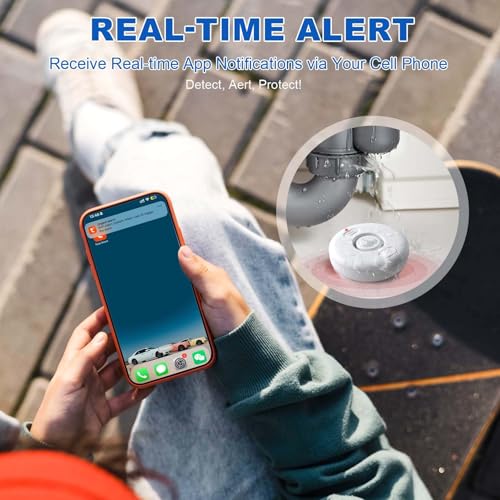 WiFi Water Leak Detectors 5 Pack, 120dB Adjustable Loud Water Leak Sensor, Wireless Wi-Fi Water Leak & Drip Alarm, App Alerts, 5 Water Alarm Sensors & 1 Hub for Home Kitchen, Bathroom, Sink, Laundry - Image 3