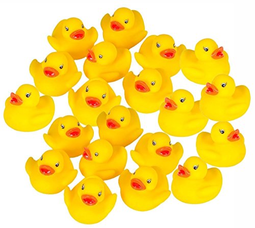 JUNGEN 20PCS Juguetes de Baño de Patito de Goma con Sonido Preciosos pequeños Juguetes de Pato Amarillo para Bebés Ducha