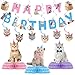 16 Pcs Cat Birthday Party Supplies, Cat Party Decorations, Kitten Birthday Party Decorations Includes 1 Cat Happy Birthday Banner, 6 Cat Hanging Cutouts, 6 Hanging Swirl Decorations and 3 Birthday Honeycomb Centerpieces for Cat Themed Birthday Party Supplies