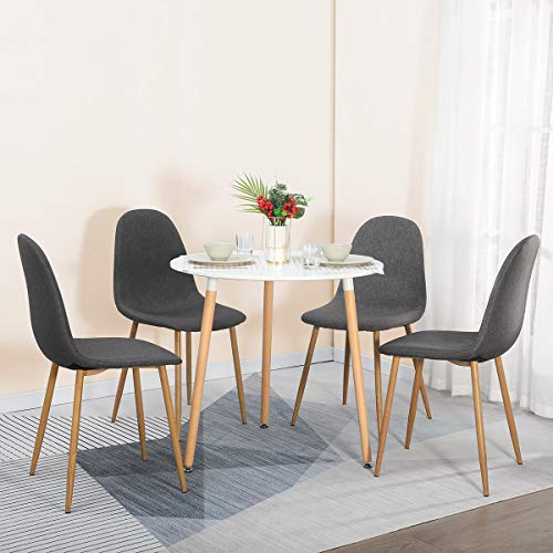 GreenForest Dining Table White Modern Round Table with Wood Legs for Kitchen Living Room Leisure Coffee Table - Image 3