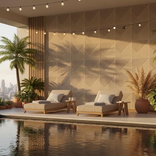 Image of Kayra Decor 3D Wall Panel - PVC Fluted Design, White Tail Color 19.7 inch x 19.7 inch (Pack of 18) - Covers 48.51 Sq. Ft.