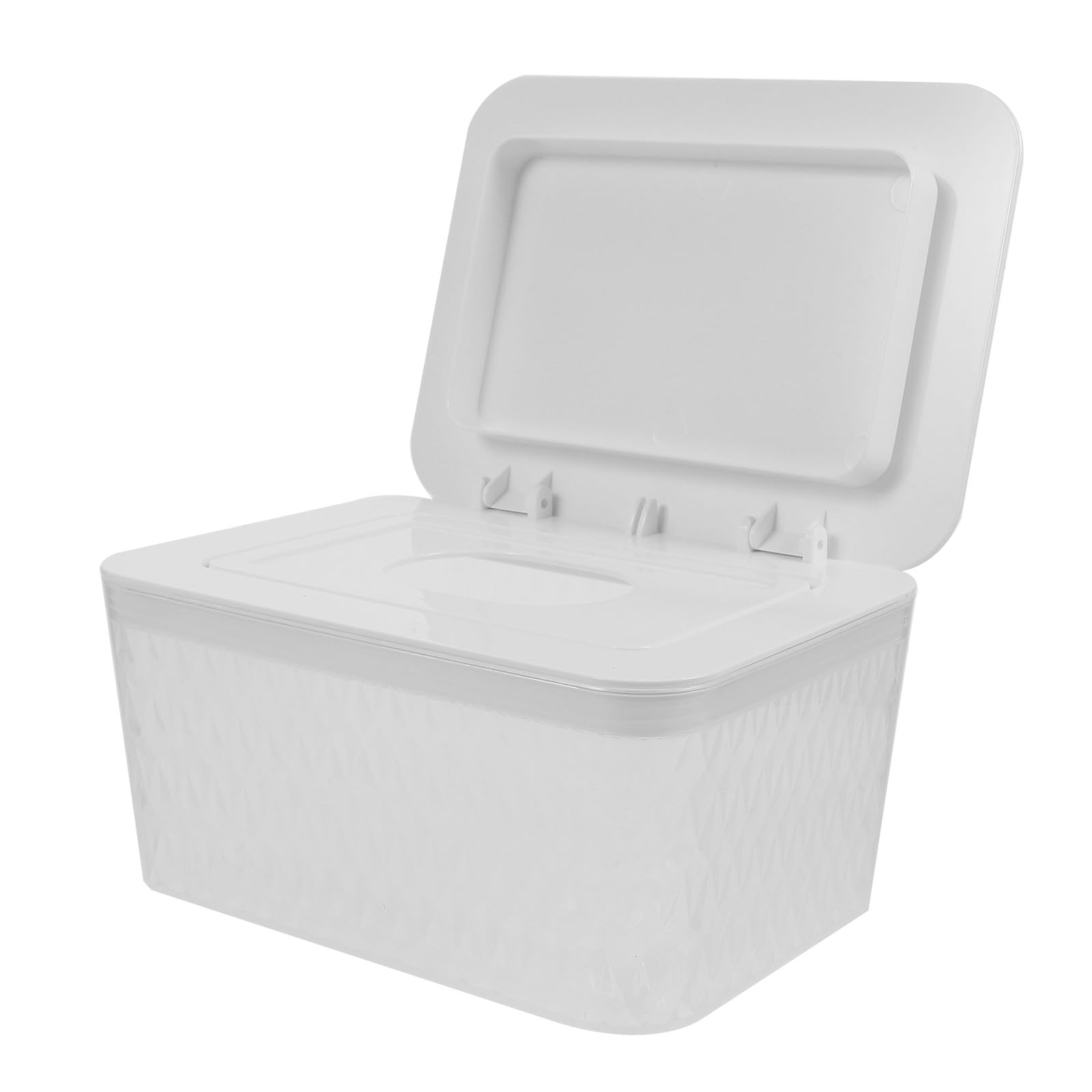 Caja Dispensadora de Toallitas Reutilizables Tapa Contenedor para Toallitas Húmedas Tamaño Compacto Material Plástico Cristal Blanco para Baño y Hogar Portátil y Higiénico