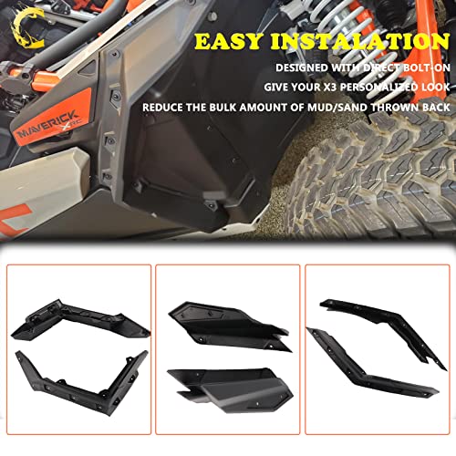 Image of Chelhead Fender Flares Mud Guards Compatible with 2017-2023 Can Am Maverick X3 Max RS Turbo R RR OEM 715002973, Front and Rear