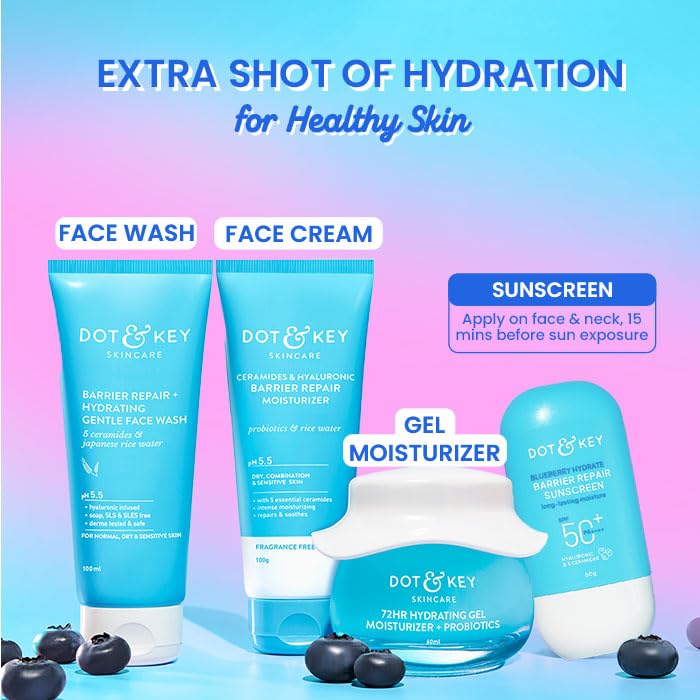 DOT & KEY Blueberry Hydrate Barrier Repair Sunscreen SPF 50+,PA++++ 80g Pack of 2|For Dry & Sensitive Skin|Non - Greasy Finish|No White Cast|UV & Blue Light Protection|Broad Spectrum| 160g |Pack of 2 - Image 7
