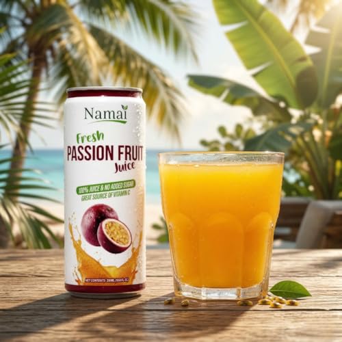Image of Namai 100% Pure Passion Fruit Juice, No Added Sugar, 24-Pack | No Preservatives, Never From Concentrate, 1 Ingredient Only: Passion Fruit Juice