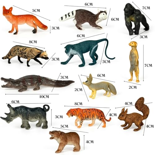 Image of Realistic Wild Jungle Animals Toys for Kids 3+| 13PCs Attractive Forest Zoo Animal Toy Action Figurine Playset for Boys and Girls Birthday Gift for Children Best Decoration & Educational Items