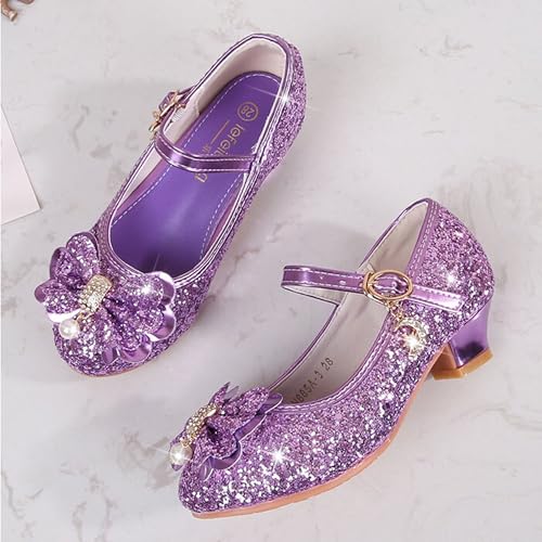 Girls Low Heels Bowknot Gold Children's Fashion Performance Comfortable Non-Slip Sequins Princess Shoes3