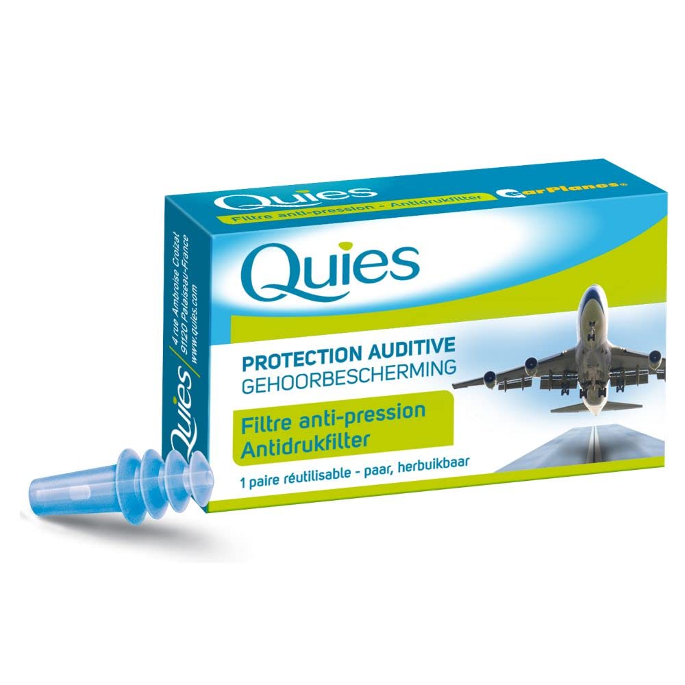 Quies - Protection Auditive EarPlanes - Filtre anti-​pression - Adulte boite de 1 paire réutilisable