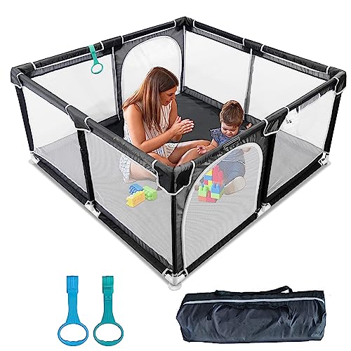 Image of Baby Playpen 50”×50”,Pack N Play,Playard,Baby Gate,Kids Activity Center,Playpen for Babies & Toddlers,Indoor Outdoor(Black)