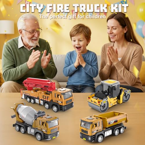 ADTHLIER 1:50 Die-Cast Dump Truck Toy, Pull-Back with Lights & Sounds, Opening Doors & Tiltable Dump Bed, with Simulated Rocks, for Kids 3-9 by ADTHLIER - Image 7