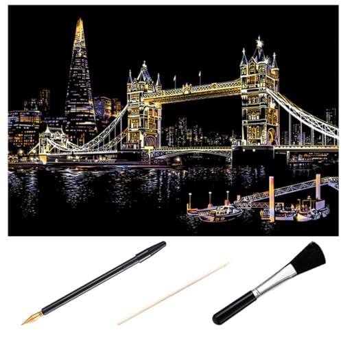 Kit de dibujo para raspar ciudad nocturna para liberar el estrés diario