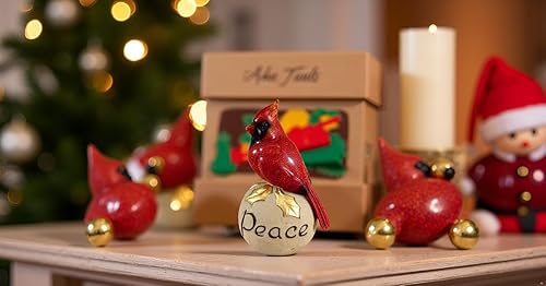 Miniatura 6 de Comfy Hour Joyful Holiday Collection - Figura de pedestal de piedra cardenal roja de 6 pulgadas, pájaro de alto brillo, decoración ideal de Navidad