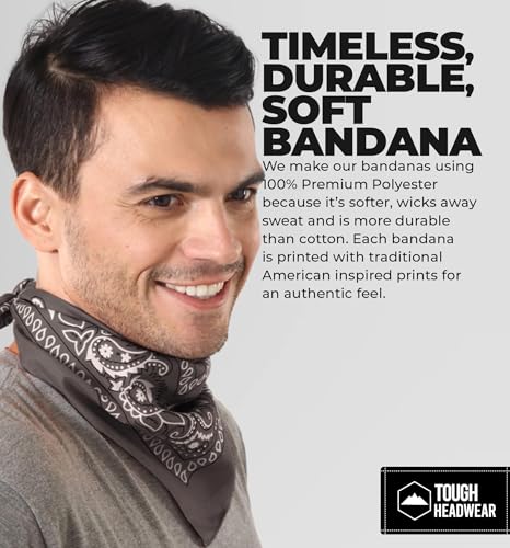 Image of Bandanas for Men & Women - Paisley Bandana - Head Wrap, Scarf - Large 21x21 (Dark Gray)