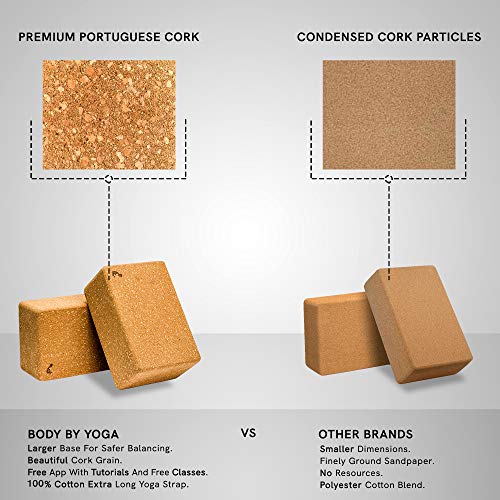 Luxury Cork Yoga Block Set - Extra Large Yoga Blocks with Performance Grade Natural Portuguese Cork | High Density, Non-Slip Support for Safer Balancing | 100% Cotton, Extra Long Yoga Strap Included - Image 8