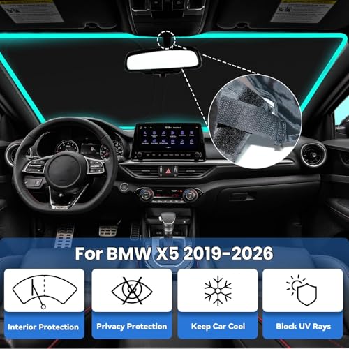 Image of Windshield Sun Shade for BMW X5 2026 2025-2019 | Car Front Window SunShade with 240T Sun Visor Protector Blocks UV Rays Heat Sun Shield Accessories